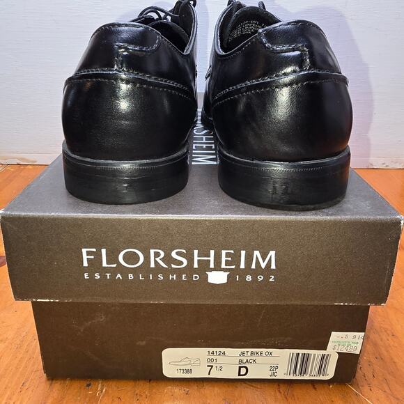 Florsheim - Jet Bike Toe Oxford (black) Men's Lace-up Bicycle Toe Shoes Size 7.5 - Picture 3 of 8